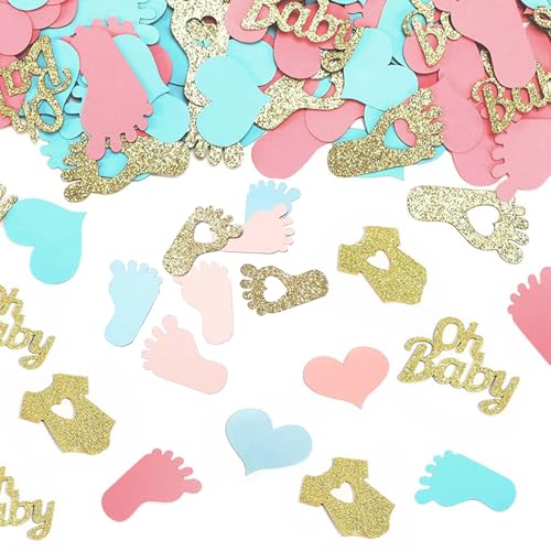 EHDWXVZM 200 Stück Babyparty-Dekorationen, Gender-Party-Dekorationskonfetti, Herzkonfetti, Babyparty-Zehenkonfetti, Dekoratives Konfetti von EHDWXVZM