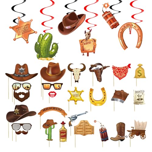 25 Stück Western-Cowboy-Foto-Requisiten, 6 Stück Spiraldekorationen, Cowboy-Party-Dekorationen, Wild-West-Party-Dekorationen, Cowboy-Party-Dekorationen 25 Stück Western-Cowboy-Foto-Requisiten, 6 Stück Spiraldekorationen, Cowboy-Party-Dekorationen, Wild-West-Party-Dekorationen, Cowboy-Party-Dekorationen von EHDWXVZM