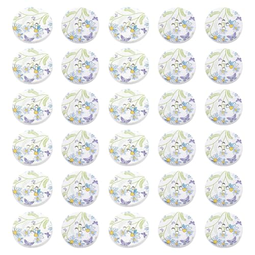 30 Stück Blumen-Schmetterlingsknöpfe, 30-Mm-Knöpfe, Holzknöpfe, Dekorative Knöpfe, Hölzerne Nähknöpfe, Bekleidungszubehör, Knopfersatz von EHDWXVZM