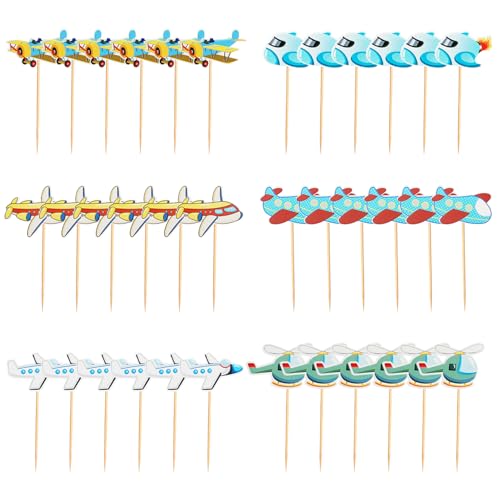 36 Stück Flugzeug-Kucheneinsätze, Cupcake-Dekorationseinsätze, Flugzeug-Themen-Kuchendekorationen, Party-Dekorationszubehör 36 Stück Flugzeug-Kucheneinsätze, Cupcake-Dekorationseinsätze, Flugzeug-Themen-Kuchendekorationen, Party-Dekorationszubehör von EHDWXVZM