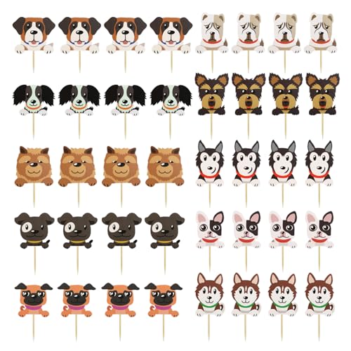 EHDWXVZM 40 Stück Kuchen-Hunde-Einsätze, Kuchen-Dekoration, Cupcake-Topper, Geburtstagszubehör, Dekorative Accessoires EHDWXVZM 40 Stück Kuchen-Hunde-Einsätze, Kuchen-Dekoration, Cupcake-Topper, Geburtstagszubehör, Dekorative Accessoires von EHDWXVZM
