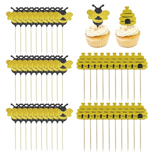 50 Stück Bienen-Motiveinsätze, Kuchendekorationseinsätze, Glitzerbiene, Wabeneinsätze, Cupcake-Topper, Diy-Kuchendekorationseinsätze 50 Stück Bienen-Motiveinsätze, Kuchendekorationseinsätze, Glitzerbiene, Wabeneinsätze, Cupcake-Topper, Diy-Kuchendekorationseinsätze von EHDWXVZM