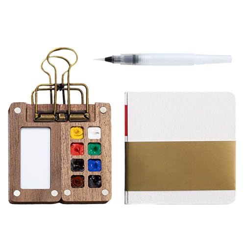 EHDWXVZM 1 Satz Tragbare Malwerkzeuge, Mini-Aquarellfarbpalette, Reisepalette Aus Holz Mit 8 Fächern, Skizzenbuch, Bemaltes Notizbuch, Reisemalset EHDWXVZM 1 Satz Tragbare Malwerkzeuge, Mini-Aquarellfarbpalette, Reisepalette Aus Holz Mit 8 Fächern, Skizzenbuch, Bemaltes Notizbuch, Reisemalset von EHDWXVZM