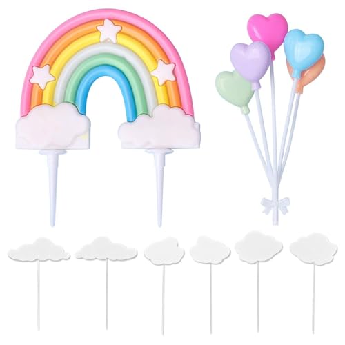 EHDWXVZM 1 Stück Regenbogen-Kuchendekoration, 1 Stück Ballon-Kuchendekoration, 6 Stück Wolken-Kuchendekoration, Happy Birthday-Kuchendekoration, Kindergeburtstagsparty-Dekoration EHDWXVZM 1 Stück Regenbogen-Kuchendekoration, 1 Stück Ballon-Kuchendekoration, 6 Stück Wolken-Kuchendekoration, Happy Birthday-Kuchendekoration, Kindergeburtstagsparty-Dekoration von EHDWXVZM