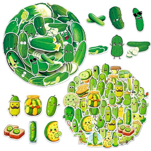 EHDWXVZM 101 Cucumber Series Doodle Sticker, Niedliche Cartoon-Sammelalbum-Aufkleber, Selbstklebende wasserdichte, Unterhaltsame DIY-Gitarren-Wasserbecher-Dekoration. von EHDWXVZM