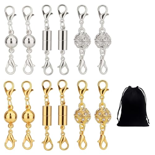 EHDWXVZM 12 Stücke Magnetschnalle Kette, 1 Stück Grußkarte Für Freunde Und 1 Stück Aufbewahrungsbeutel, Kettenbefestigungselement, Schmuckschnalle, Armband Halskette Magnet Schnalle. EHDWXVZM 12 Stücke Magnetschnalle Kette, 1 Stück Grußkarte Für Freunde Und 1 Stück Aufbewahrungsbeutel, Kettenbefestigungselement, Schmuckschnalle, Armband Halskette Magnet Schnalle. von EHDWXVZM