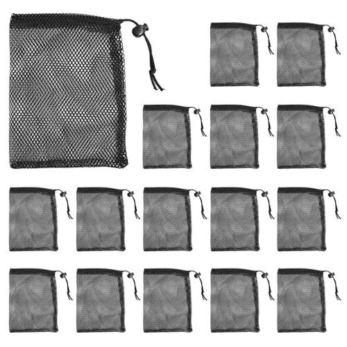 EHDWXVZM 15 Stück Schwarze Netztaschen Mit Kordelzug, Taschen Mit Kordelzug, Aufbewahrungstaschen Für Gegenstände, Aufbewahrungstaschen Für Reisen, Tragbare Aufbewahrungstaschen von EHDWXVZM