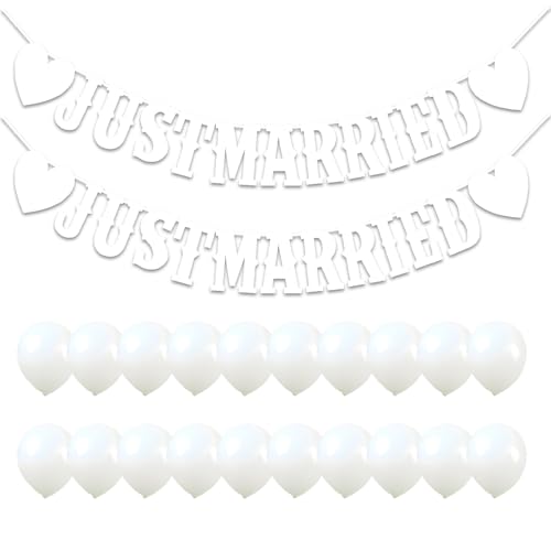 EHDWXVZM 2 Stück Hochzeits-Latte-Art-Banner, 20 Stück Hochzeitsballons, Hochzeitsdekorationen, Hochzeitsraumdekorationen, Die Eine Romantische Atmosphäre Schaffen, Geeignet Für Hochzeiten Und Feiern. von EHDWXVZM