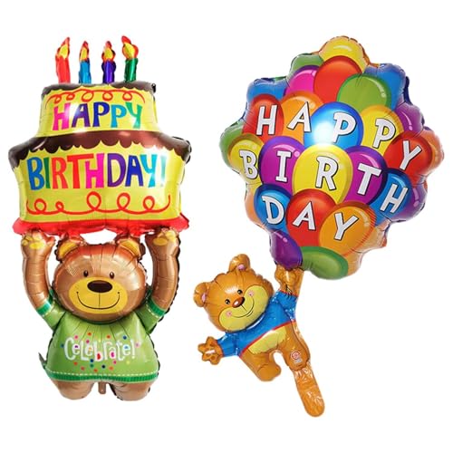 EHDWXVZM 2 Stücke Bear Birth Birthday Balloons, Niedliche Bären -Themenballons, Aufblasbare Heliumballons, Geburtstagsballons, Aufblasbare Briefballons, Große Luftballons. von EHDWXVZM