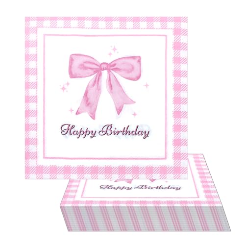 EHDWXVZM 40 Bogenservietten, Servietten Der Bow Party, Rosa Servietten, Geburtstagsservietten, Mädchen -Geburtstags -Servietten. von EHDWXVZM