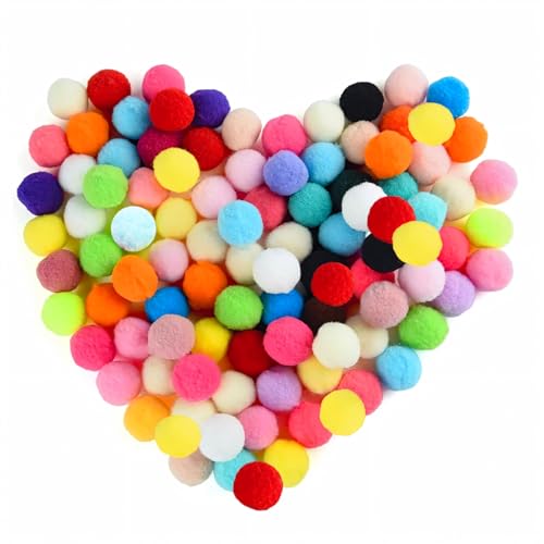 EHIOG Pompons zum Basteln, 200 Stück 25mm Bunt Groß Pompons, Bunte Pompons Basteln, Pompoms zum Basteln für Kinder und Erwachsene - Dekorieren Verzieren Nähen DIY von EHIOG