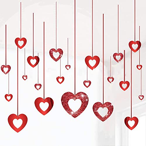 EHIOG Valentinstag deko, Herz deko,Herz-Glitter Rot Girlande, Hängende Herzwirbel Valentinstag Deckenbehänge Dekorationen,für Valentinstag Hochzeitstag Verlobungsdekoration von EHIOG