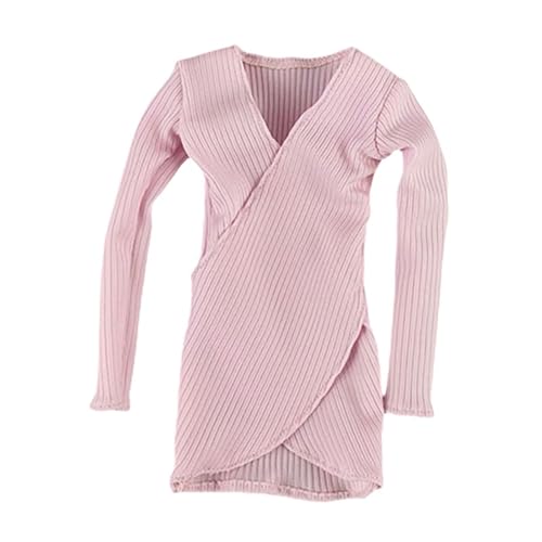 EHJRE 1/6 Puppen-Outfits, Kleidung für weibliche Figuren, V-Ausschnitt-Kleid für Actionfiguren, für 12-Zoll-Figuren, Rosa von EHJRE