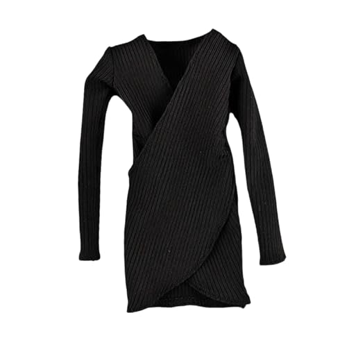 EHJRE 1/6 Puppen-Outfits, Kleidung für weibliche Figuren, V-Ausschnitt-Kleid für Actionfiguren, für 12-Zoll-Figuren, Schwarz von EHJRE