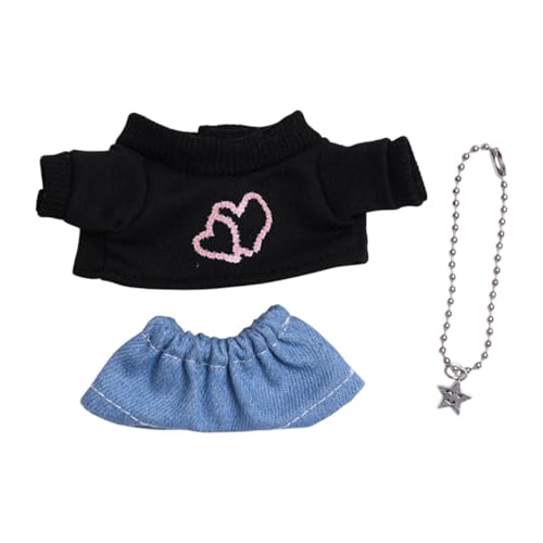 EHJRE 3Pcs Puppe T Shirt Mädchen Puppe Kleidung Mode Puppe Zubehör Nette Puppe Kleidung Puppe Outfit für 15/17 Puppen Anhänger Puppe Geschenk, Schwarz Und Herz von EHJRE