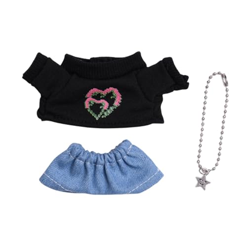EHJRE 3Pcs Puppe T Shirt Mädchen Puppe Kleidung Mode Puppe Zubehör Nette Puppe Kleidung Puppe Outfit für 15/17 Puppen Anhänger Puppe Geschenk, Schwarzes Und Grünes Blatt von EHJRE