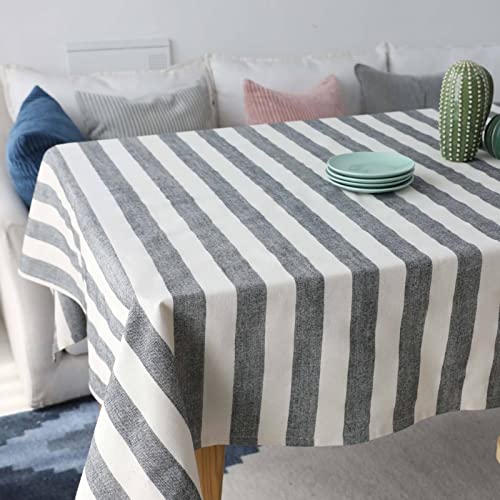 EHOMERY Abwischbare Tischdecke Drinnen Leinenoptik Tischtuch Läufer Streifen Tischdecke Abwaschbar Balkon Tablecloth Narrow Grau Tischschutz Dekoration 140X140Cm von EHOMERY