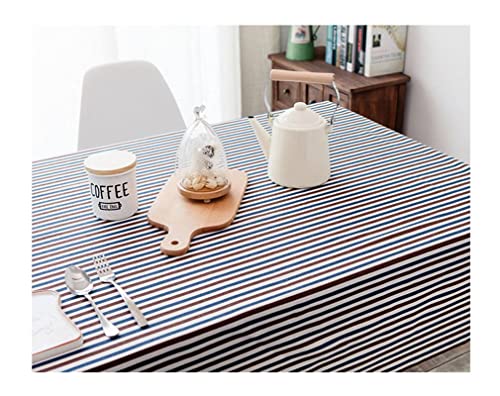 Kleine Moderne Tischdecken Tischtuch Draussen Streifen-Muster Tischdecke Abwaschbar Für Küche Tischtuch XXL Blauer Kaffee Tischschutz Dekoration 120X120Cm von EHOMERY