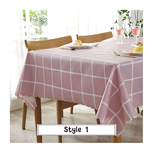EHOMERY Tischdecke Abwaschbar Leinen Tischtuch Gitter Tischdecke XL Vintage Tisch Decken Rosa Tischschutz Dekoration 90X90Cm von EHOMERY