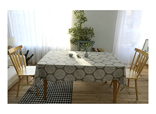 EHOMERY Tischdecke Rechteckig Vintage Tisch Decken Abwischbar Blumenmuster Tischdecken Aufbewahren Tablecloth Tisch Grau Tischschutz Dekoration 100X140Cm von EHOMERY