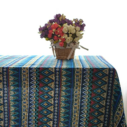EHOMERY Wachstischdecke Tischtuch Italien Indischer Ethno-Stil Meterware Wachstuchtischdecke Tischtuch Terrasse Blau Tischschutz Dekoration 100X140Cm von EHOMERY