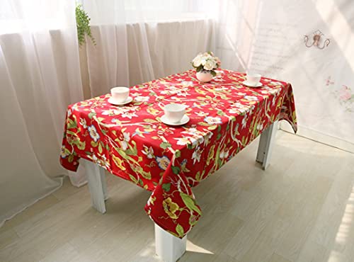 Große Tischdecken Table Cloth Fabric Vögel Und Blumen Tischdecke Baumwolle Beschichtet Tablecloth Linen Rot Tischschutz Dekoration 60X60Cm von EHOMERY