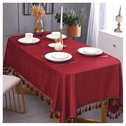 Indische Tischdecken Table Cloth Cotton Linen Schlichtheit In Reiner Farbe Tischdecke Draußen Abwaschbar Table Cloth Christmas Rot Tischschutz Dekoration 140X230Cm von EHOMERY
