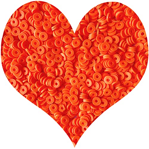 3000 Stück Tonperlen flache runde Polymerperlen Vinyl Heishi Perlen flache runde Polymerperlen flache Tonperlen für Schmuckherstellung Halskette Armband (10-orange) von EHOPE