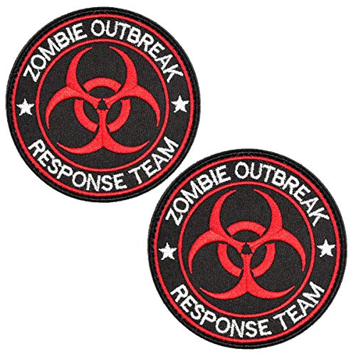 Zombie Outbreak Response Team Patch Biohazard Patch bestickte Applikation Klettverschluss Patch taktische Aufnäher (schwarz + rot, 2 Stück) von EHOPE