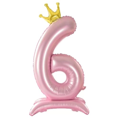 106,7 cm große, große, rosa Zahlenballons mit Krone, Geburtstagsdekoration, große Zahlenballons mit Krone für den 1. Geburtstag, Party-Dekorationen, erster Geburtstag, Schild-Dekor (6) von EHOTER