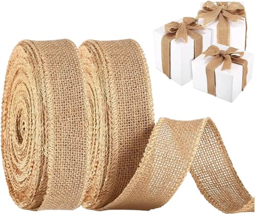 20m Juteband Breits 2cm Natürliches Sackleinenband Vintage Geschenk Ribbon Retro Geschenk Dekoband für Hochzeit Weihnachten Basteln von EHOTER