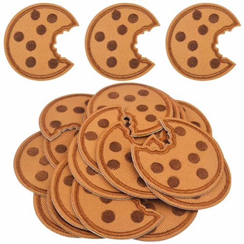 Aufnäher Zum Aufbügeln Cookies Kekse Bestickt Stoffaufkleber Keksaufnäher Patch Gesticktes Etikett Gebügelt Gesticktes Abzeichen DIY Keks-Stickerei für Hüte Schuhe Taschen Kleidung (20) von EHOTER