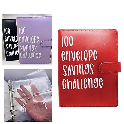 Budget Ordner Briefumschlag Set A5 100 Envelope Challenge Binder Mit Geldumschlägen Budgetierung Budget-Ordner Einfache Und Unterhaltsame Möglichkeit, 5050 $ zu sparen (Rot) von EHOTER