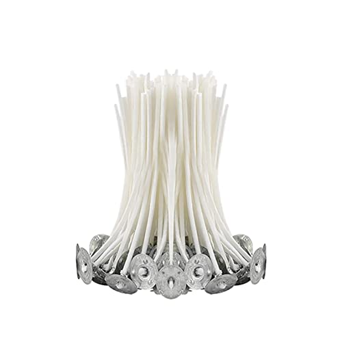 EHOTER 100 Stück Kerzendochte 9/15/20 cm natürlicher Baumwollkern, Ghee-Docht, Wachsschnur mit Basis, raucharm, ungiftig, DIY-Kerze, Aromatherapie, Handwerk, einfaches Schneiden, Zubehör (9 cm) von EHOTER