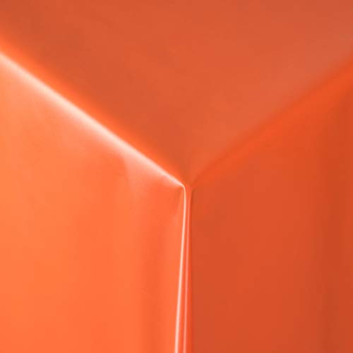 Tischdecke Wachstuch RUND ECKIG OVAL in verschiedenen Größen abwaschbar Meterware einfarbig Uni Wachstischdecke Glatte Oberfläche orange von EHT