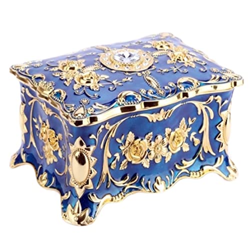 EHVYBDX Schmuckschatulle im europäischen Stil, Schmuckschatulle mit Spiegel, Vintage, rechteckig, Metalllegierung, Aufbewahrungsbox, zweilagig, Schmuck-Organizer EHVYBDX Schmuckschatulle im europäischen Stil, Schmuckschatulle mit Spiegel, Vintage, rechteckig, Metalllegierung, Aufbewahrungsbox, zweilagig, Schmuck-Organizer von EHVYBDX