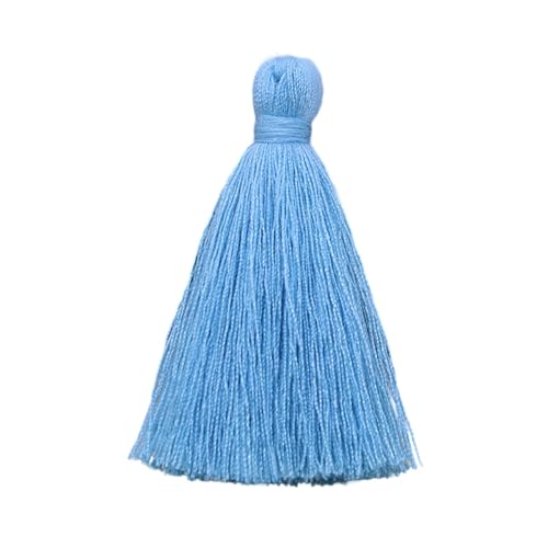50 Stück weiche Mini-Quasten aus Seide für Bastelarbeiten, Schmuckherstellung, Heimdekoration – helle Farben, 5 cm (1,97 Zoll) (Himmelblau) von EHYQK