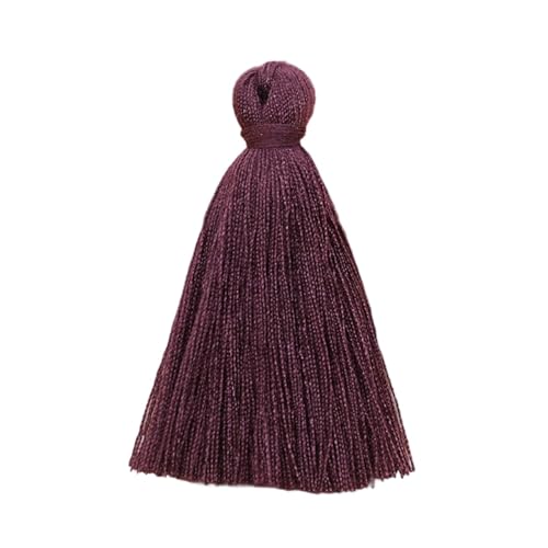 50 Stück weiche Mini-Quasten aus Seide für Bastelarbeiten, Schmuckherstellung, Heimdekoration – leuchtende Farben, 5 cm (Baumbraun) von EHYQK