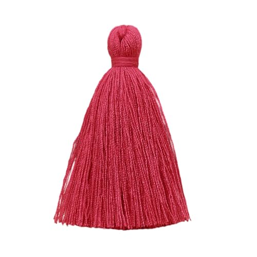 50 Stück weiche Mini-Quasten aus Seide für Bastelarbeiten, Schmuckherstellung, Heimdekoration – leuchtende Farben, 5 cm (Kirschrot) von EHYQK