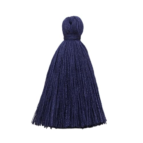 50 Stück weiche Mini-Quasten aus Seide für Bastelarbeiten, Schmuckherstellung, Heimdekoration – leuchtende Farben, 5 cm (Marineblau) von EHYQK