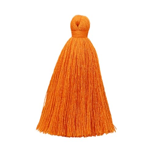 50 Stück weiche Mini-Quasten aus Seide für Bastelarbeiten, Schmuckherstellung, Heimdekoration – leuchtende Farben, 5 cm (Orange-Rot) von EHYQK