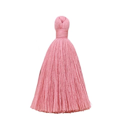 50 Stück weiche Mini-Quasten aus Seide für Bastelarbeiten, Schmuckherstellung, Heimdekoration – leuchtende Farben, 5 cm (Violett-Rosa) von EHYQK