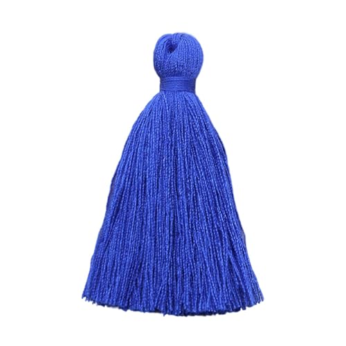 50 Stück weiche Mini-Quasten aus Seide für Bastelarbeiten, Schmuckherstellung, Heimdekoration – leuchtende Farben, 5 cm (dunkelblau) von EHYQK