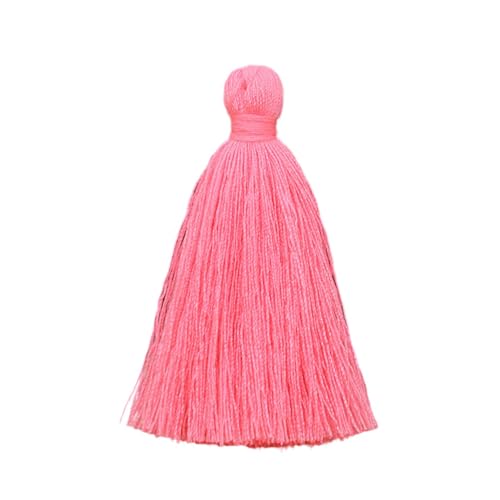 50 Stück weiche Mini-Quasten aus Seide für Bastelarbeiten, Schmuckherstellung, Heimdekoration – leuchtende Farben, 5 cm (hellrosa) von EHYQK