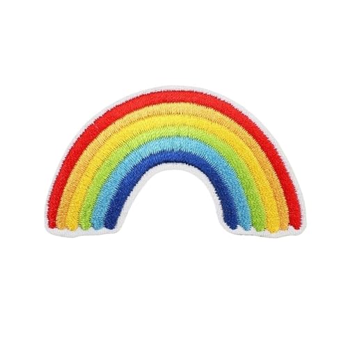 Lustige Cartoon-Aufnäher zum Aufbügeln oder Aufnähen, Stoffflicken für Jacken, Taschen, Hüte, 4 Stück (4 Stück Regenbogen) von EHYQK