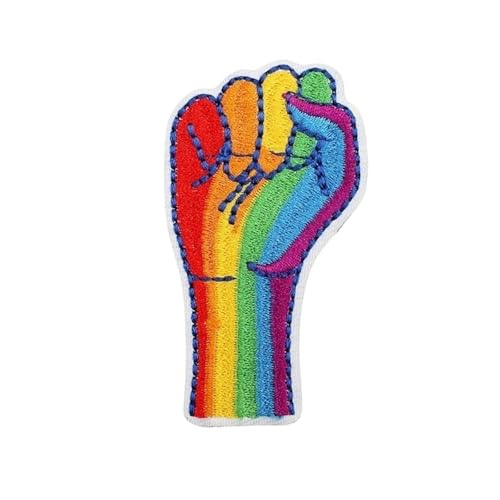 Lustige Cartoon-Aufnäher zum Aufbügeln oder Aufnähen, Stoffflicken für Jacken, Taschen, Hüte (4 PCSFist Regenbogen), 4 Stück von EHYQK