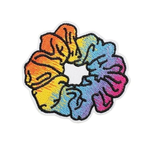 Lustige Cartoon-Aufnäher zum Aufbügeln oder Aufnähen, Stoffflicken für Jacken, Taschen, Hüte (4 Stück Blumen-Regenbogen), 4 Stück von EHYQK