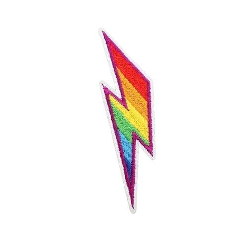 Lustige Cartoon-Aufnäher zum Aufbügeln oder Aufnähen, Stoffflicken für Jacken, Taschen, Hüte (4 Stück Lightning Rainbow) von EHYQK