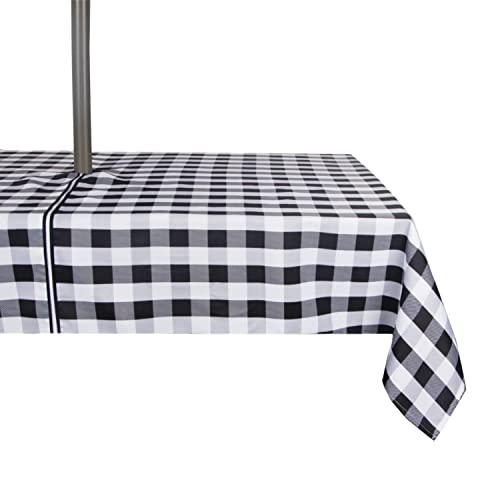 EHouseHome Rechteckige Tischdecke mit Schirmloch und Reißverschluss, wasserdichte Terrassentischdecken mit Reißverschluss, Frühling/Sommer, Tischdecken für den Hinterhof, runder Tisch, Grillabende, von EHouseHome