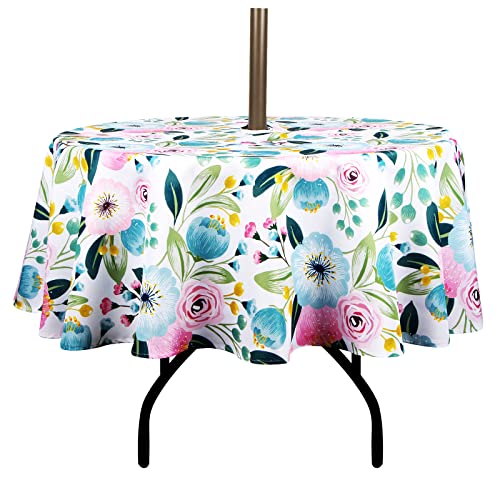 EHouseHome Runde Tischdecke für drinnen und draußen, mit Schirmloch und Reißverschluss, wasserfest, für Terrasse, Frühling und Sommer, Garten, Grillabende, Picknick, ca. 150 cm EHouseHome Runde Tischdecke für drinnen und draußen, mit Schirmloch und Reißverschluss, wasserfest, für Terrasse, Frühling und Sommer, Garten, Grillabende, Picknick, ca. 150 cm von EHouseHome